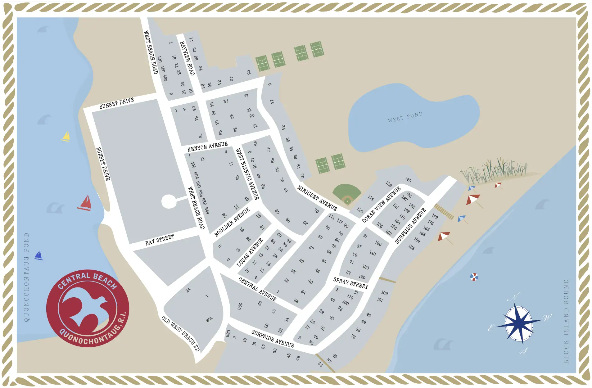 QUONNIE map with street numbers